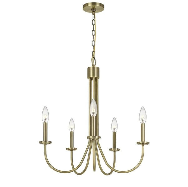 Metal Chandelier With 5 Candelabra Holders Gold