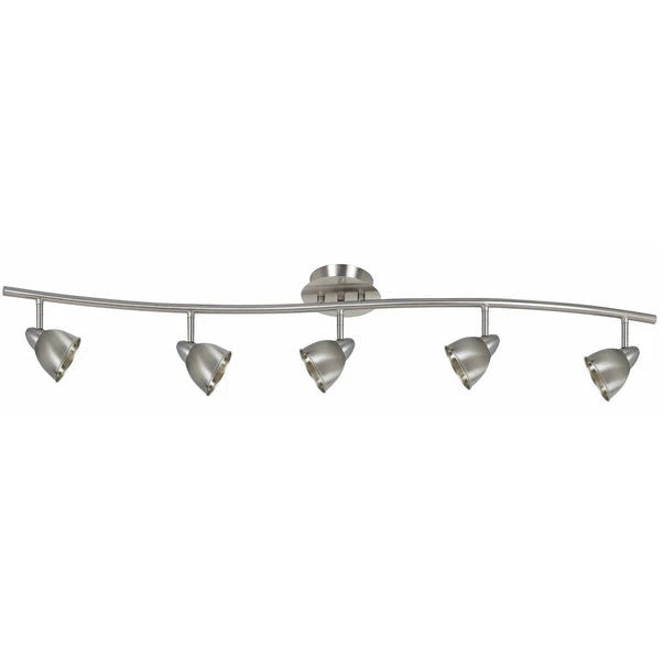 5 Light 120V Metal Track Light Fixture with Round Shade Silver