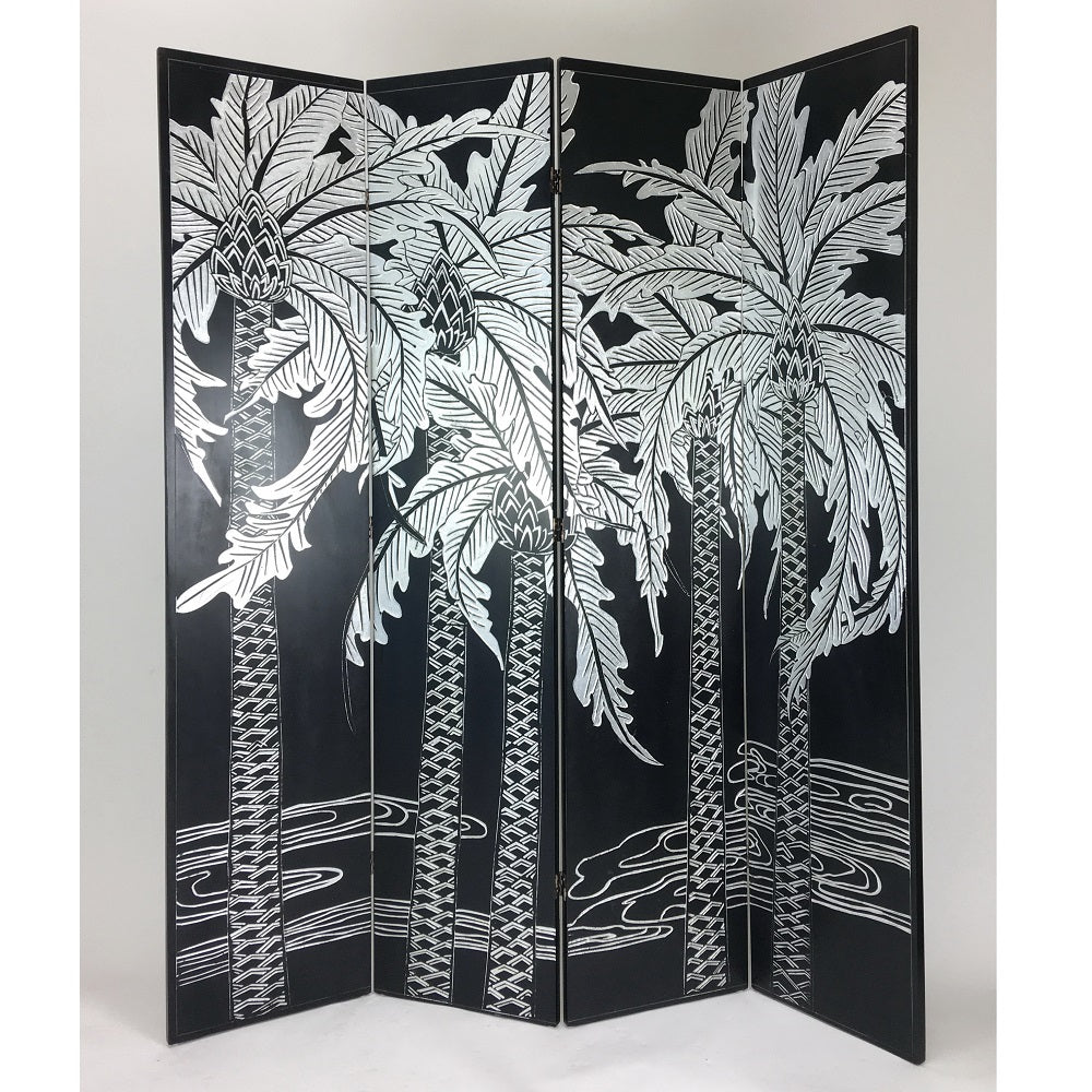 Hand Painted Double Side Room Divider Silver