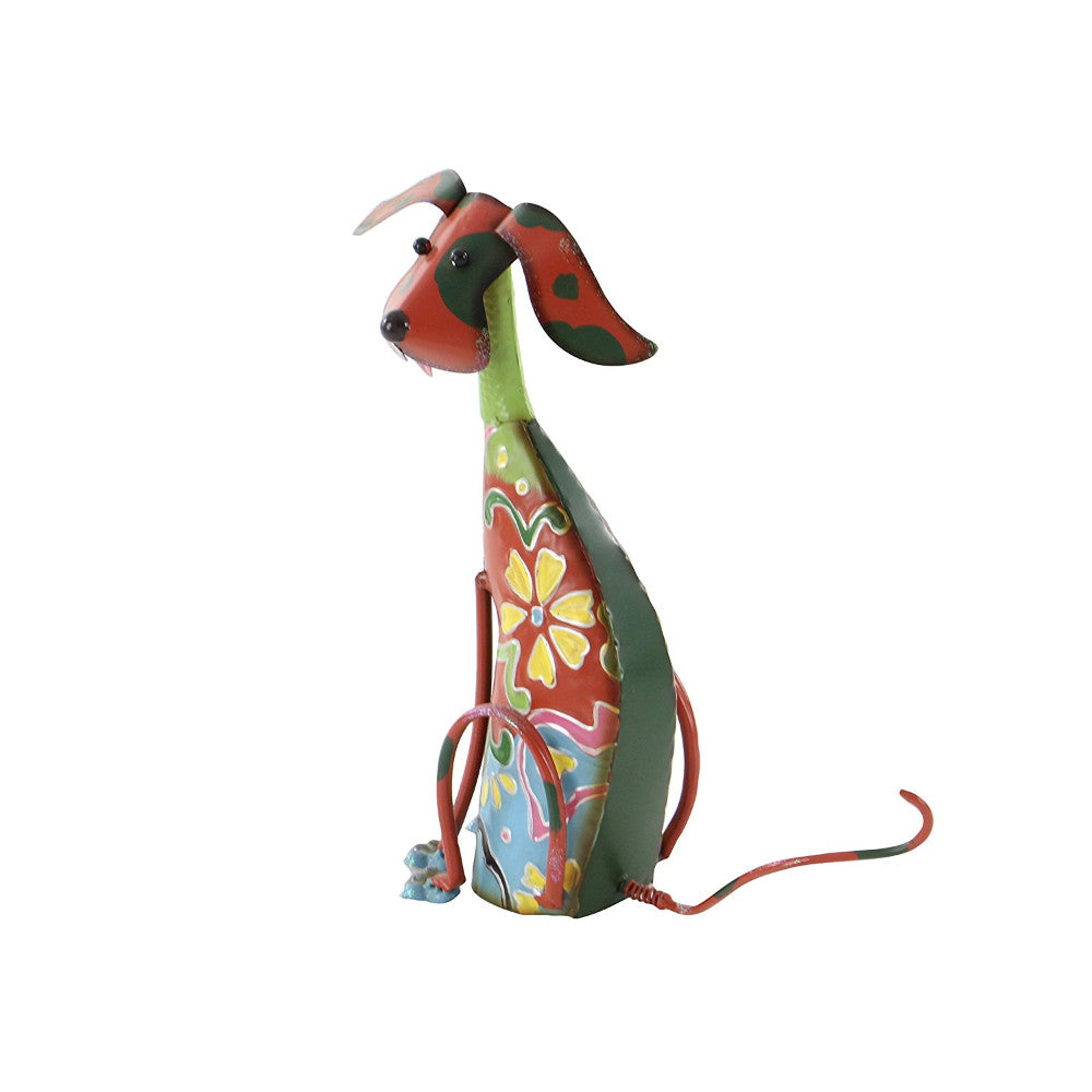 17 Inch Decorative Metal Dog Sculpture Multicolor