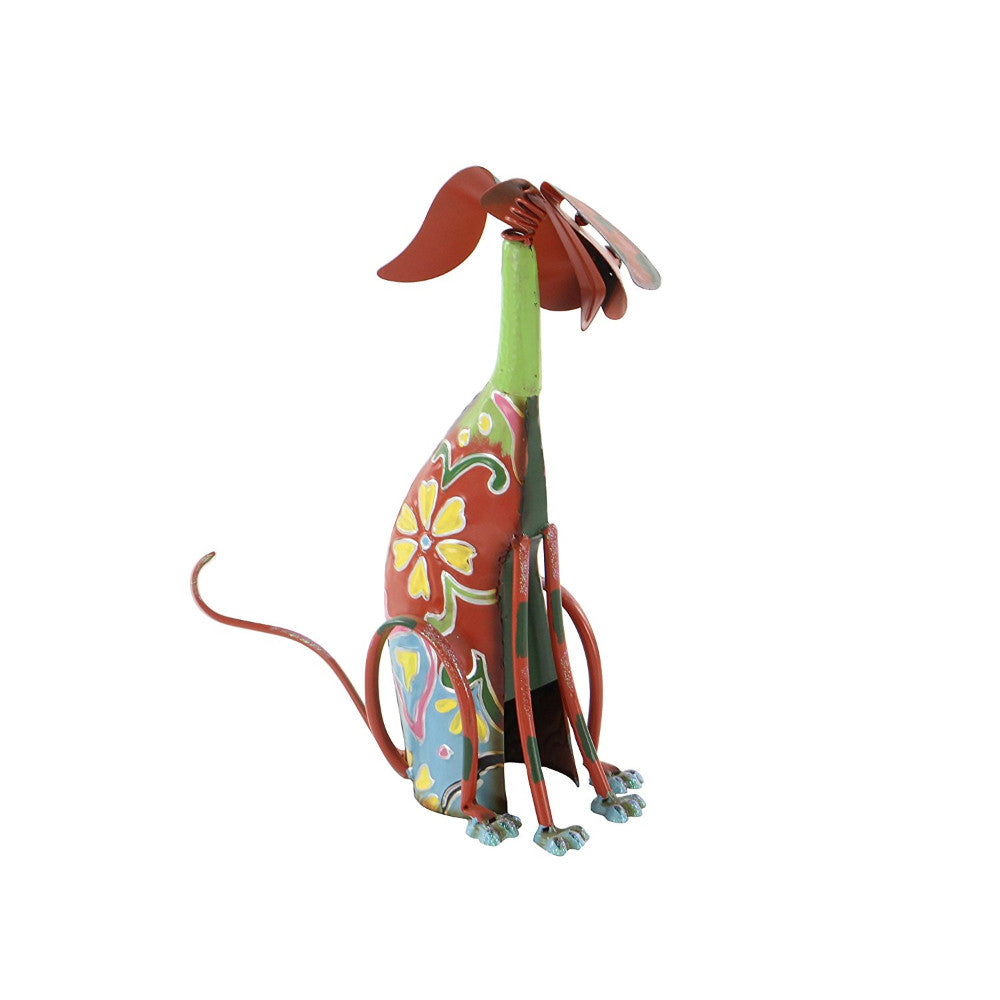 17 Inch Decorative Metal Dog Sculpture Multicolor