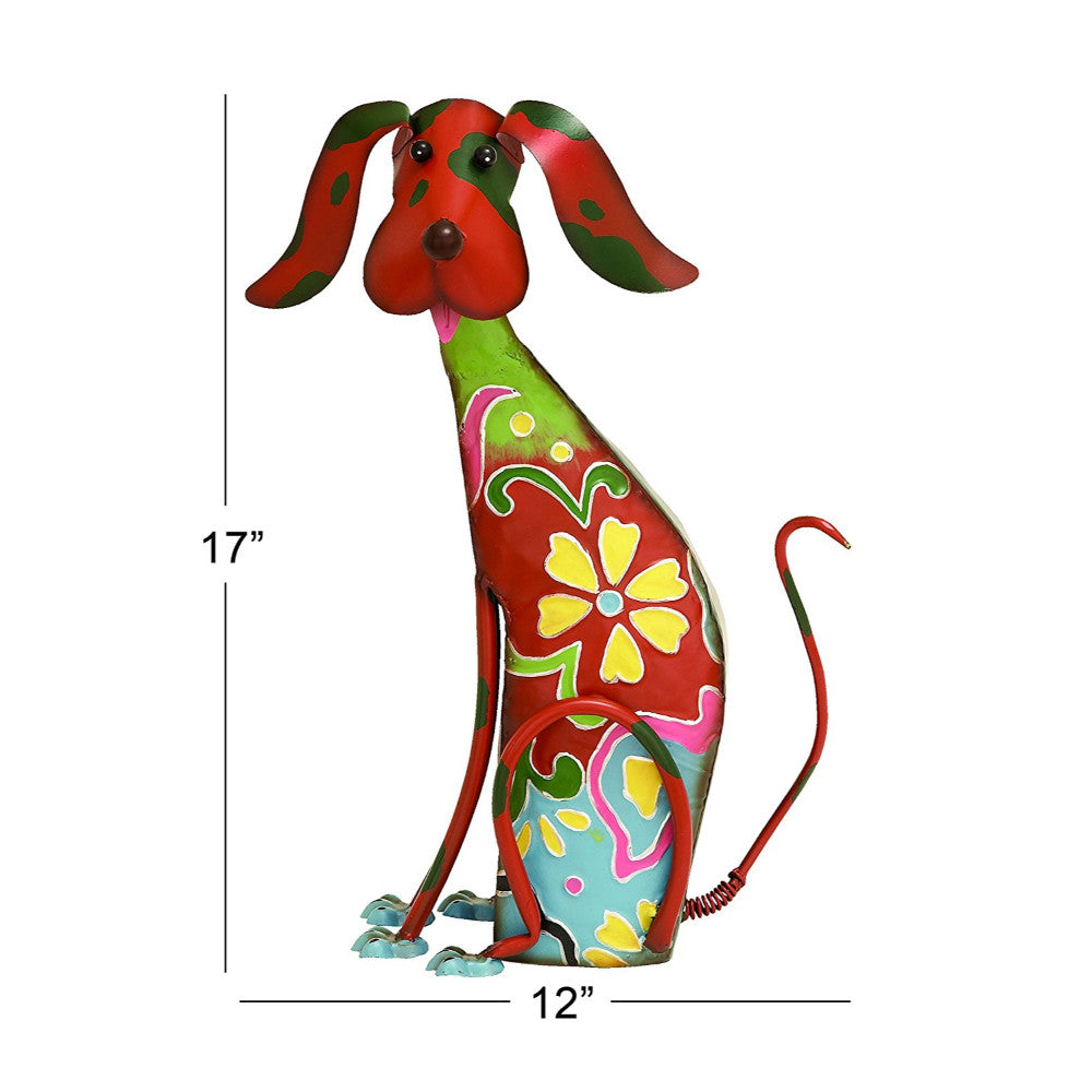 17 Inch Decorative Metal Dog Sculpture Multicolor
