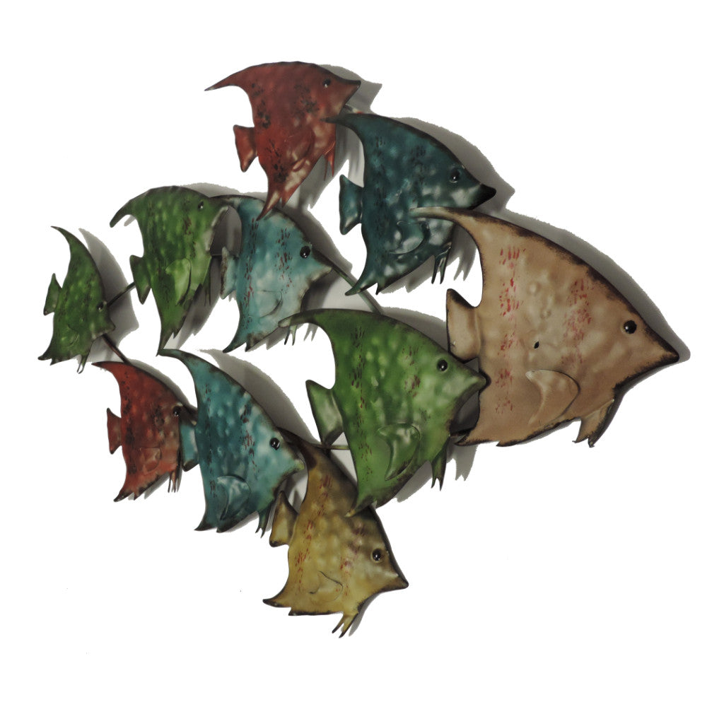 Three Dimensional Hanging Metal Fish Wall Art Decor Multicolor