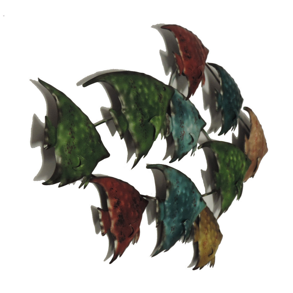 Three Dimensional Hanging Metal Fish Wall Art Decor Multicolor