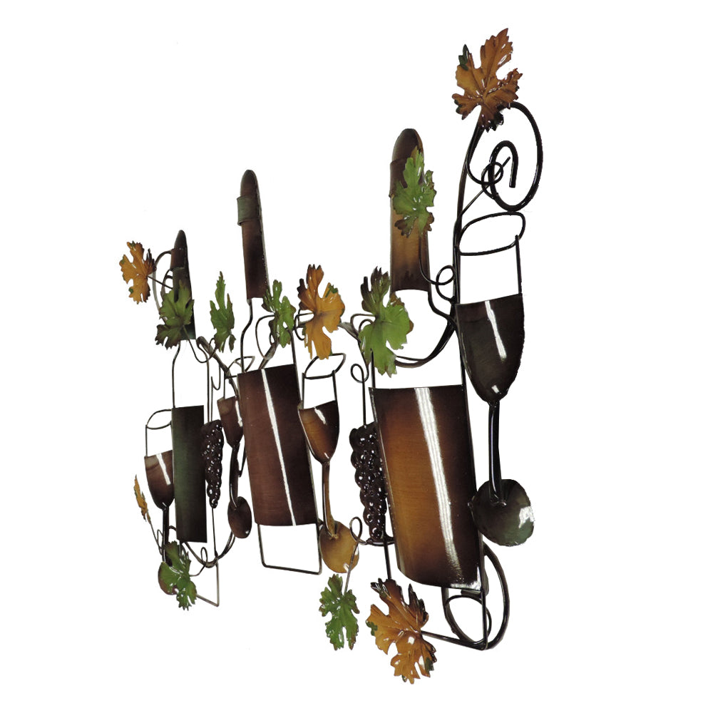 Classy Metal Based Wine Wall Decor Multicolor