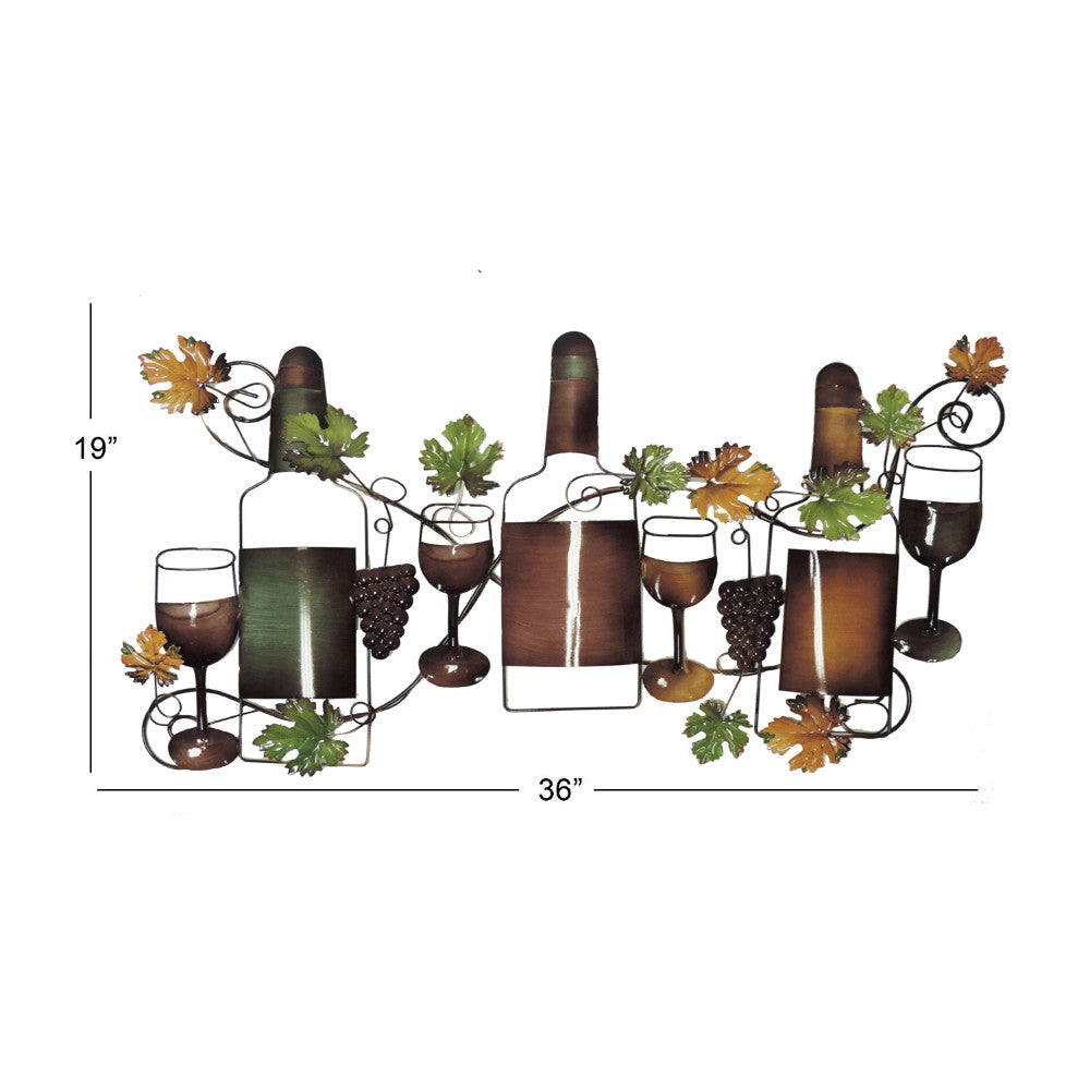 Classy Metal Based Wine Wall Decor Multicolor