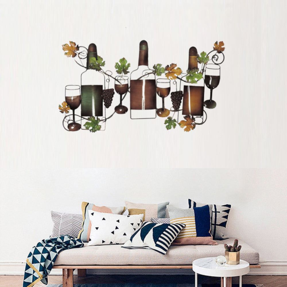Classy Metal Based Wine Wall Decor Multicolor