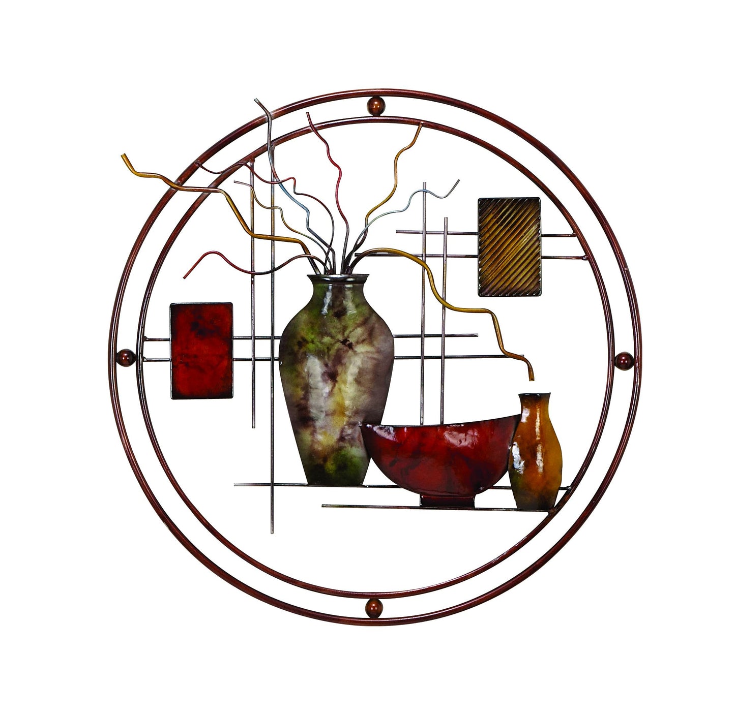 Aesthetically Charmed Round Metal Wall Decor Multicolor