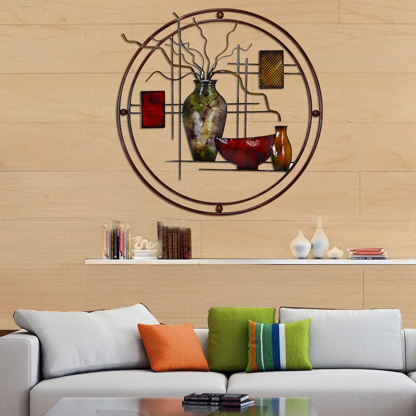 Aesthetically Charmed Round Metal Wall Decor Multicolor