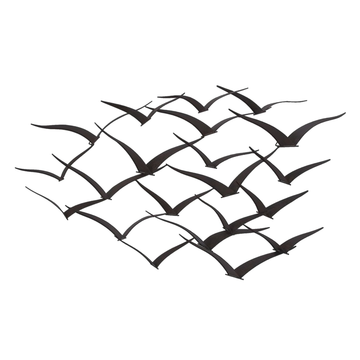 Benzara Metal Flock Of Flying Birds Wall Decor Black