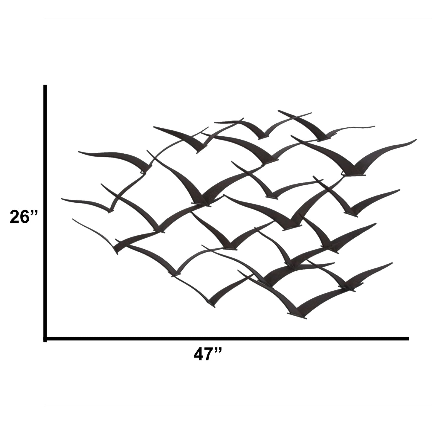 Benzara Metal Flock Of Flying Birds Wall Decor Black
