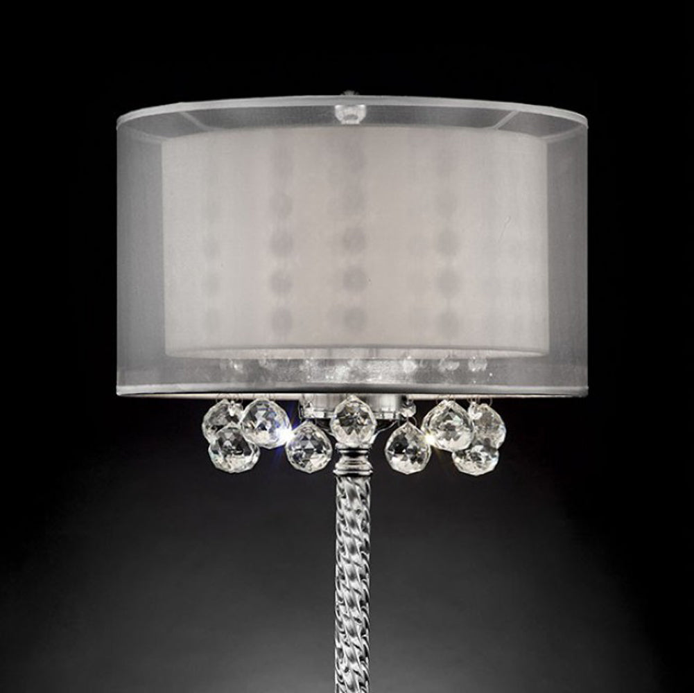 LILA Traditional 30 Inch Table Lamp Silver Metal Clear