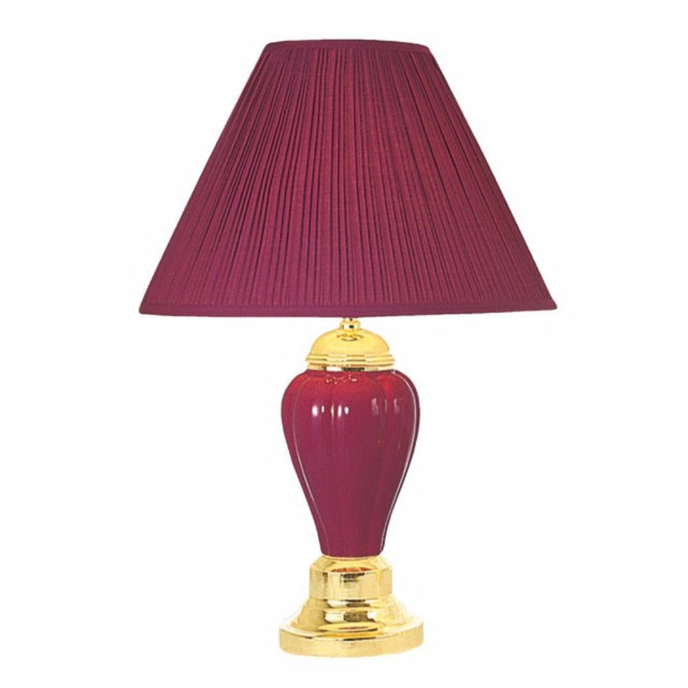 Traditional Style Table Lamp Set of 6 Burgundy
