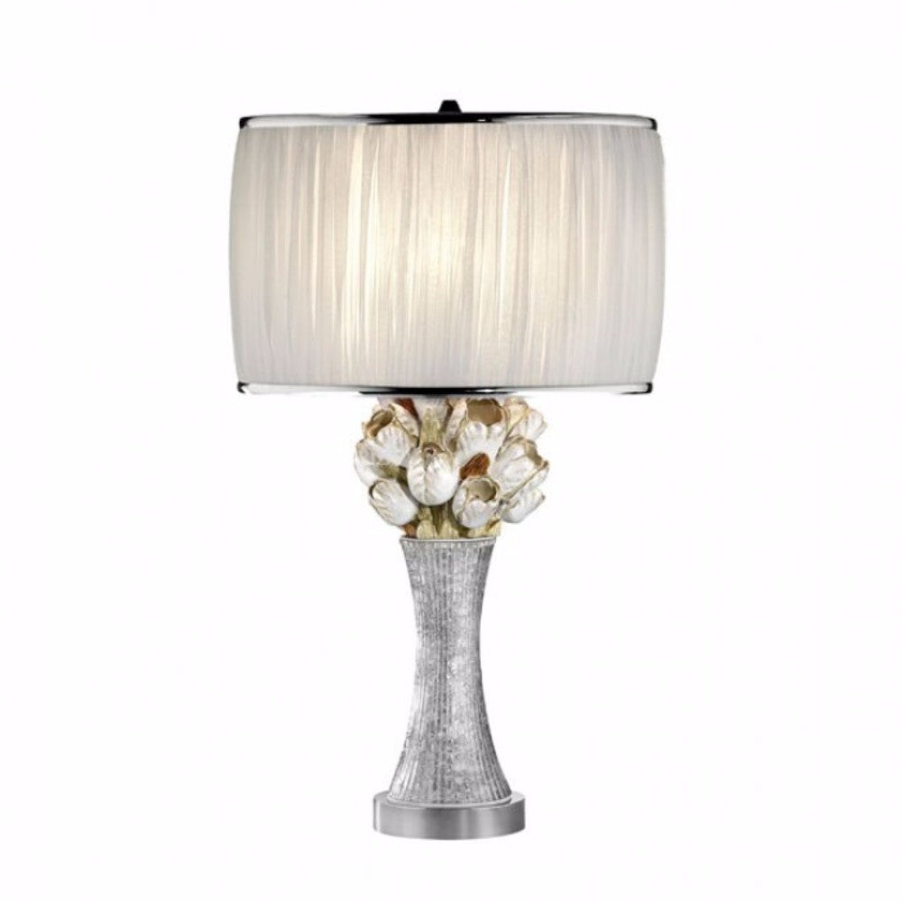 Simone Table Lamp With Glitter Embellishments White Silver