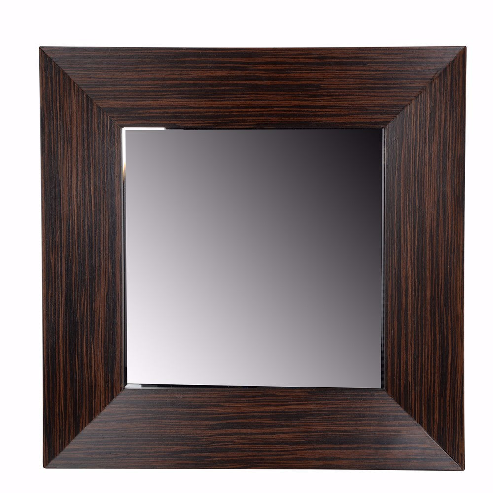 24 Inches Square Wood Encased Wall Mirror Brown