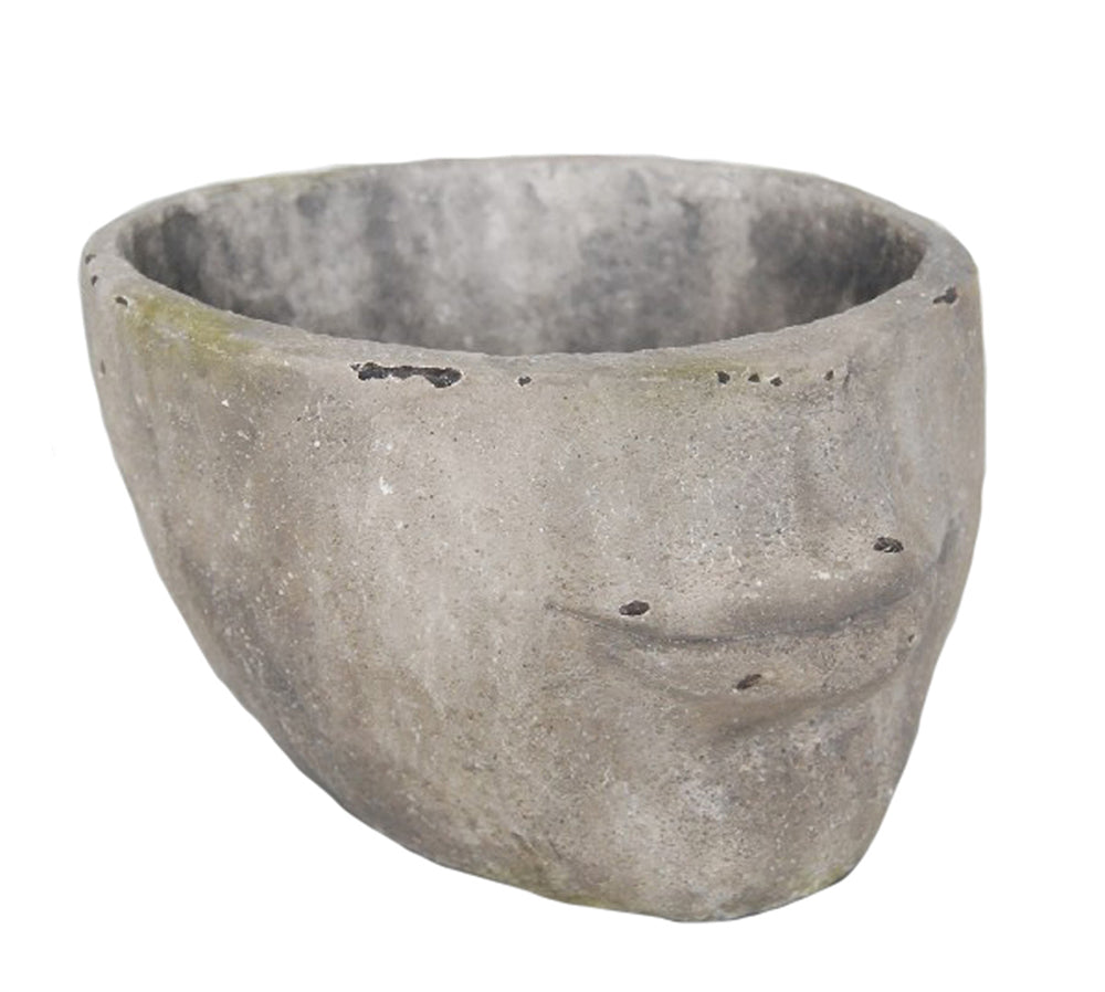 Unique Decorative Resin Face Flower Pot Gray