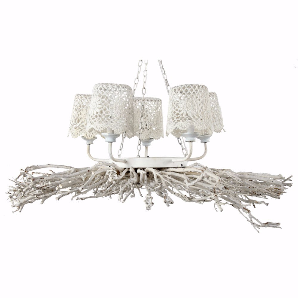 Appealing 5 Light Shaded Chandelier White