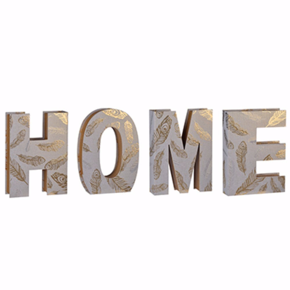 Beautiful Home Decor With Feather Accents White And Gold, Set Of 4