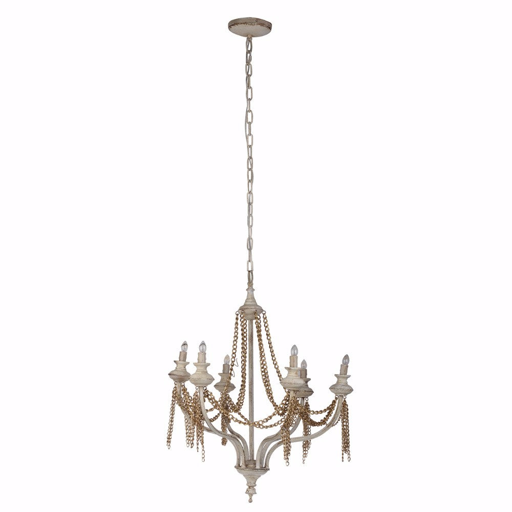 Traditional Style Tasmin Chained 6 Light Chandelier White