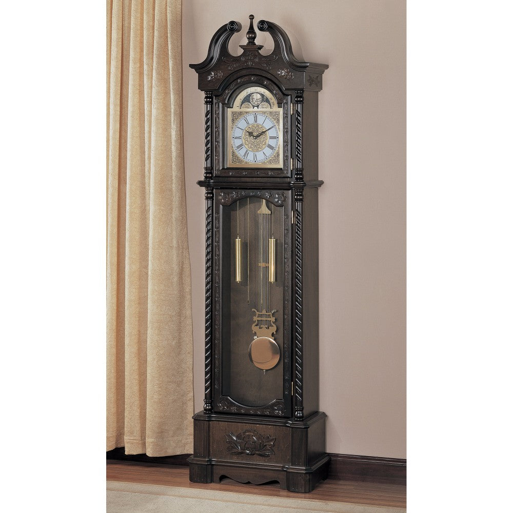 Aesthetically Charmed Wooden Grandfather Clock Brown