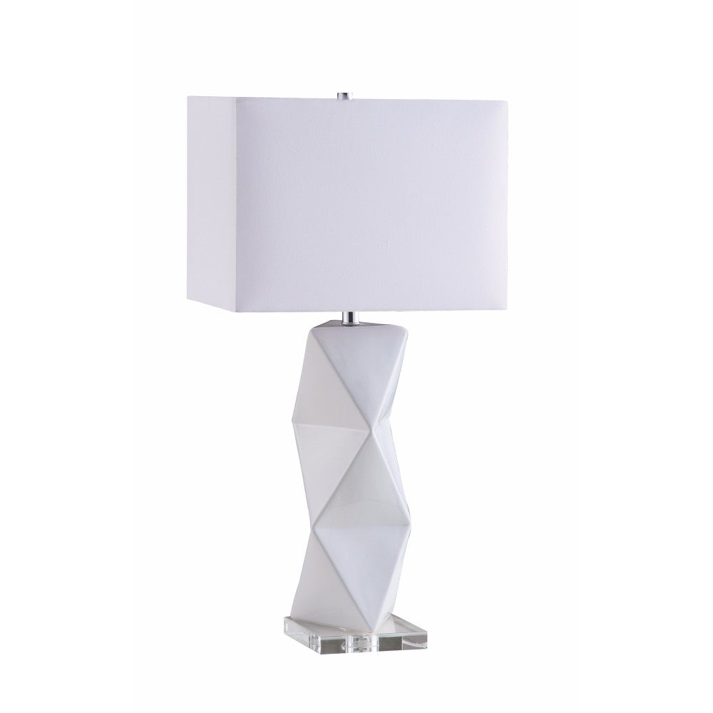 Geometrically Charmed White Table Lamp