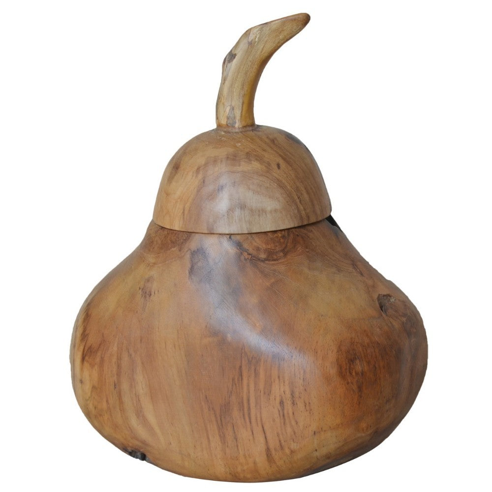Decorative Wooden Lidded Jar Brown