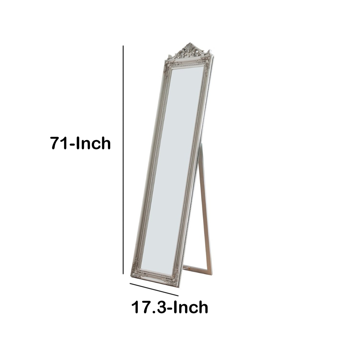 Camilla Full Length Standing Mirror With Decorative Design Silver