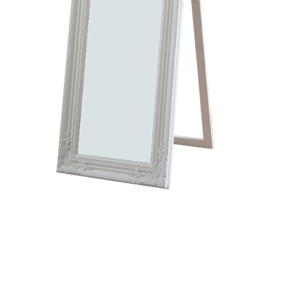 Camilla Full Length Standing Mirror With Decorative Design White