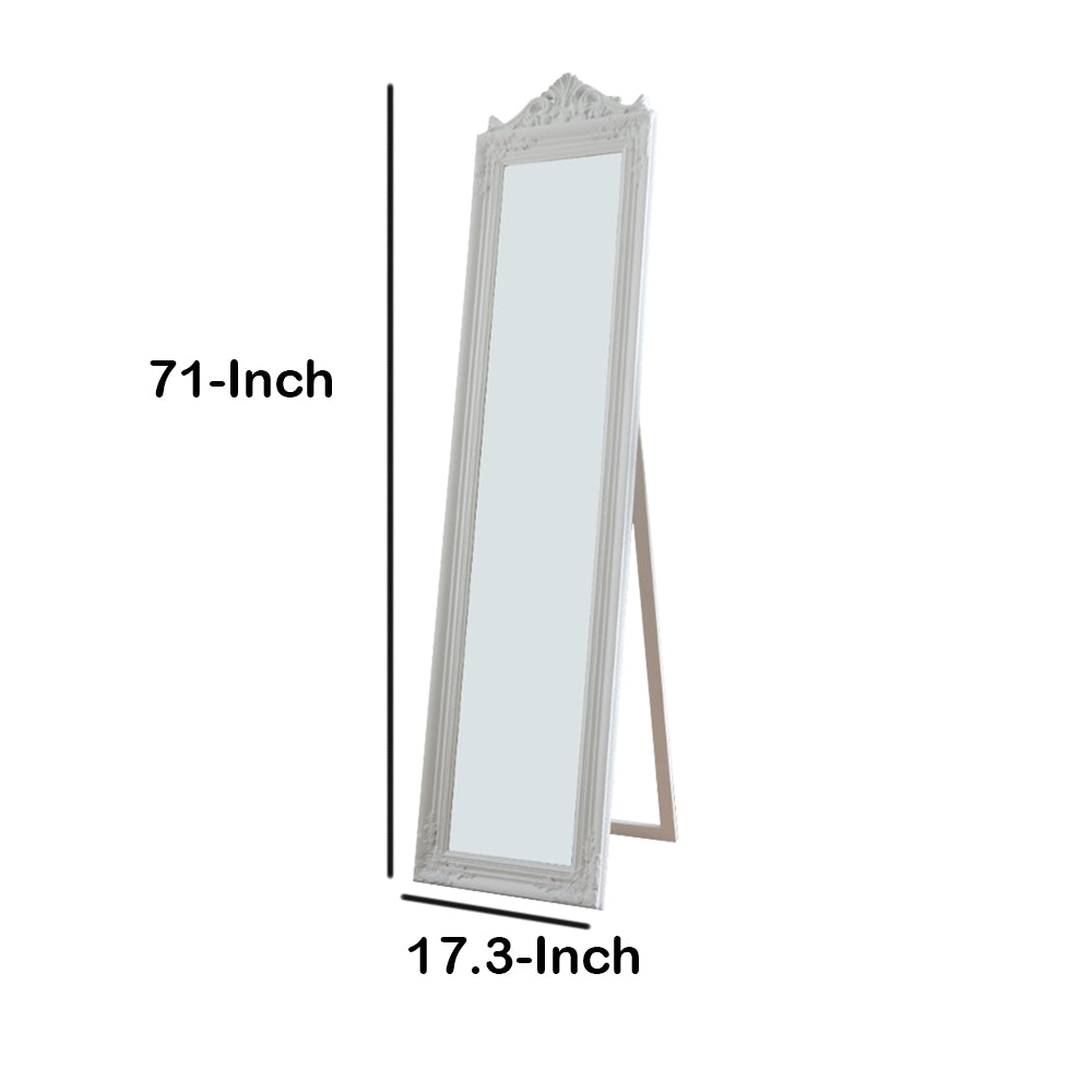 Camilla Full Length Standing Mirror With Decorative Design White