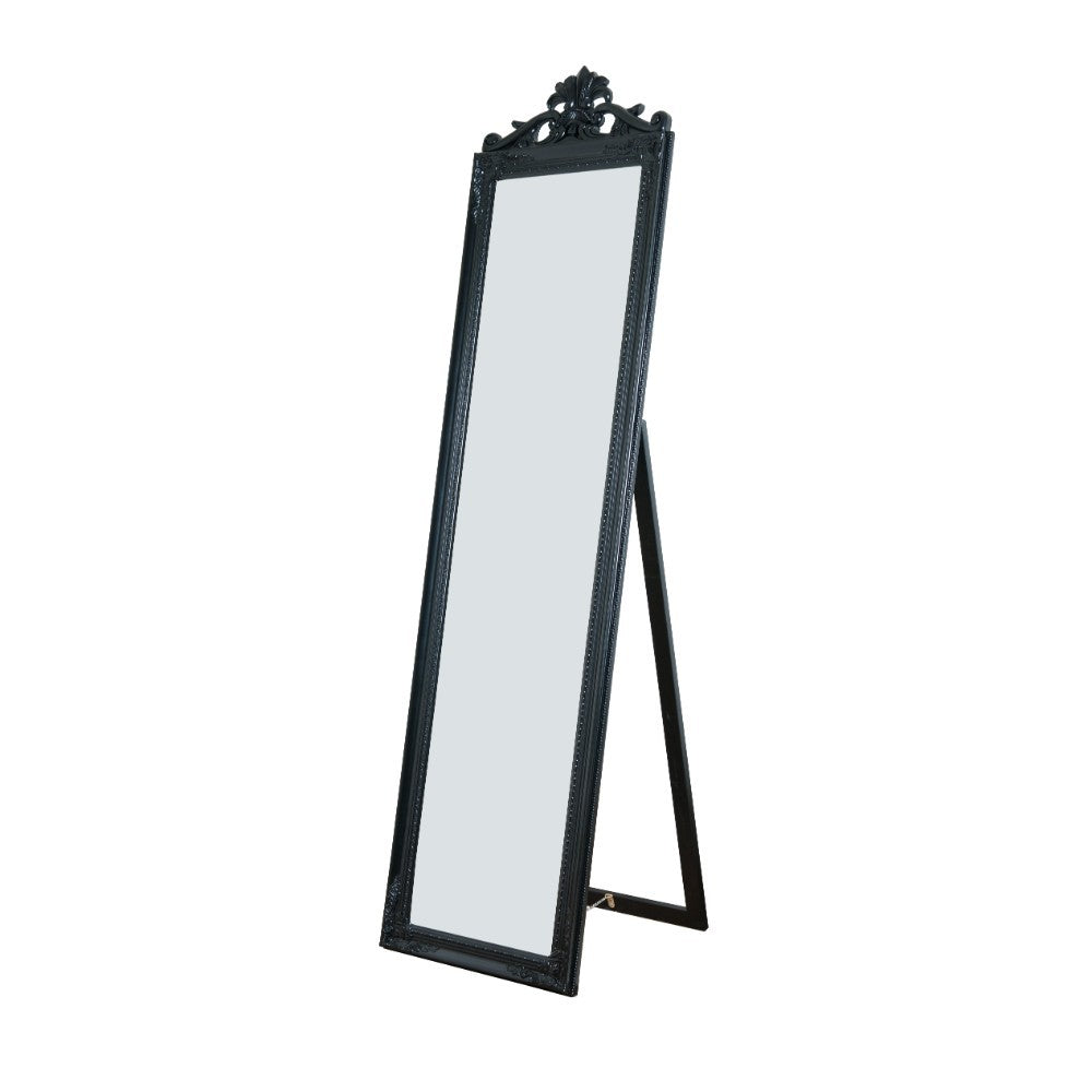 Gisela Full Length Standing Mirror With Decorative Design Black