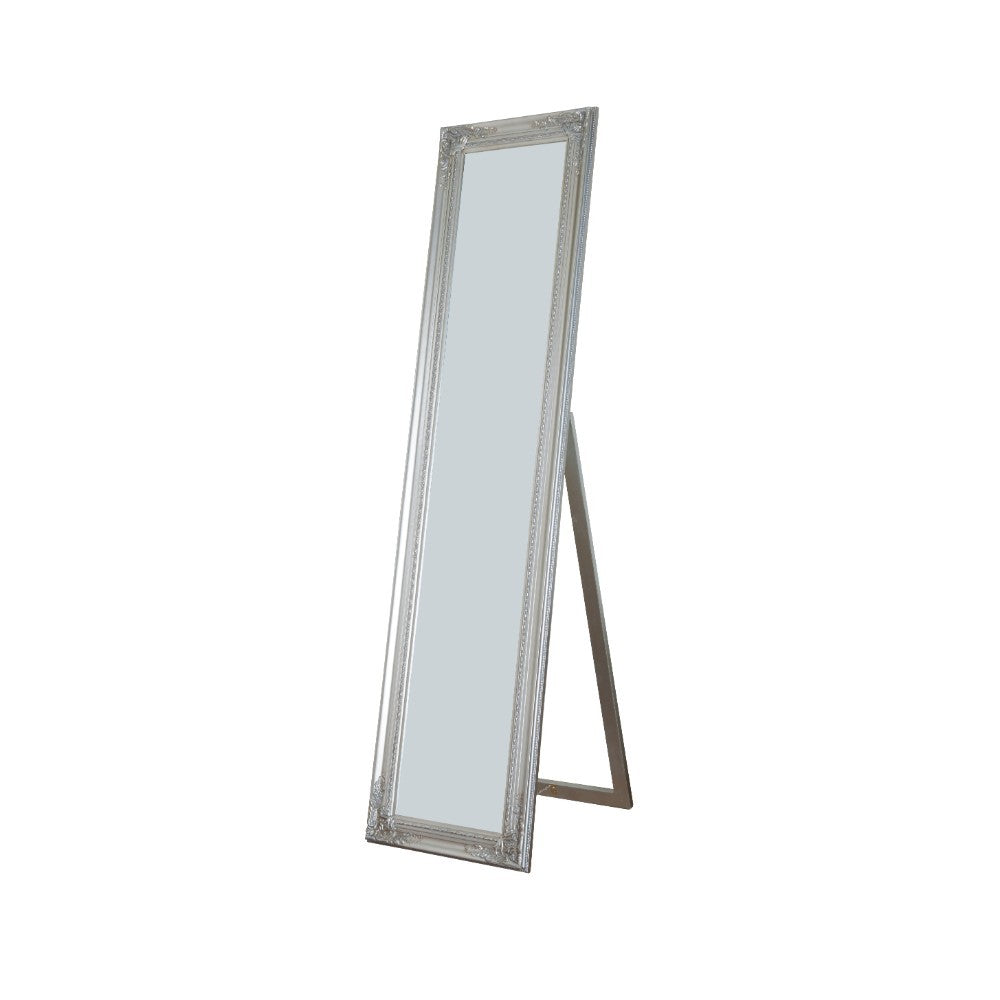 Cecilia Full Length Standing Mirror With Decorative Design Silver