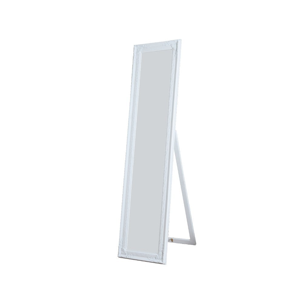 Cecilia Full Length Standing Mirror With Decorative Design White