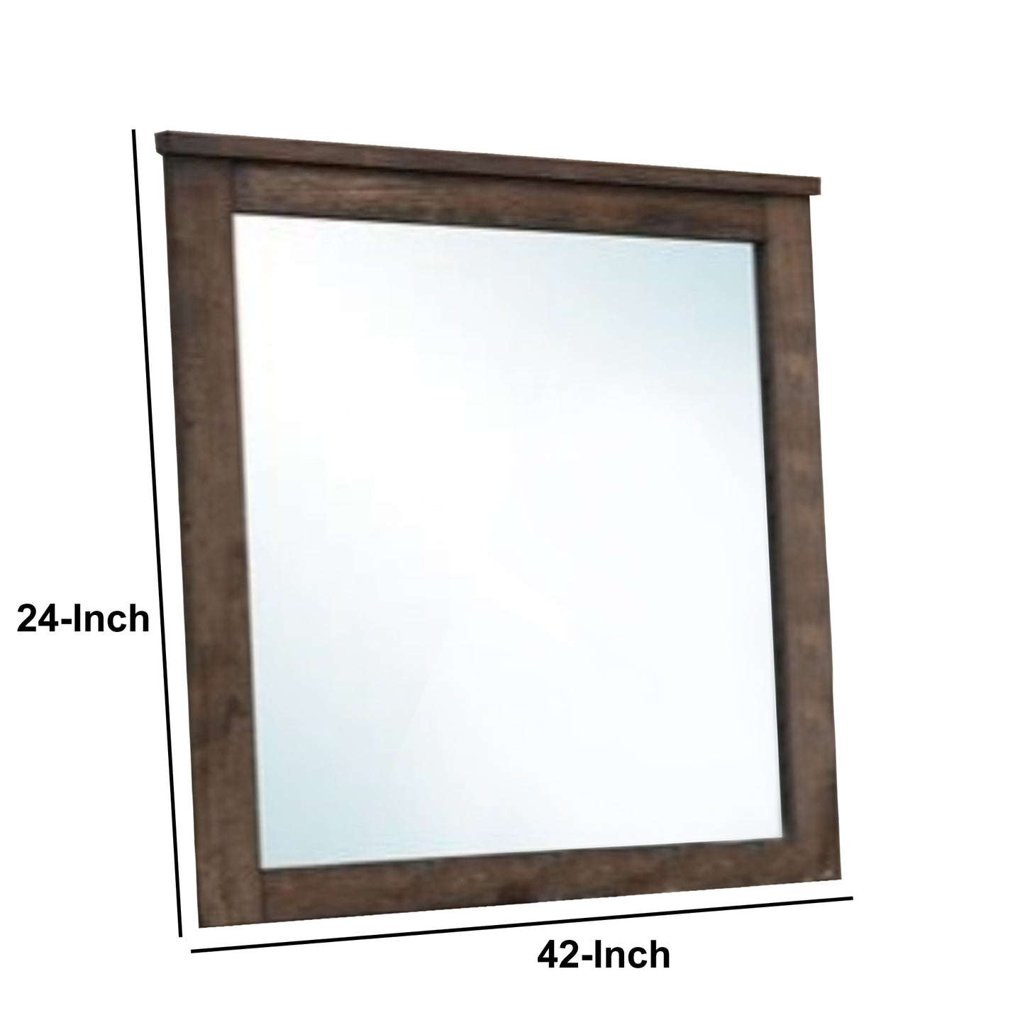 Distressed Solid Wood Mirror Brown