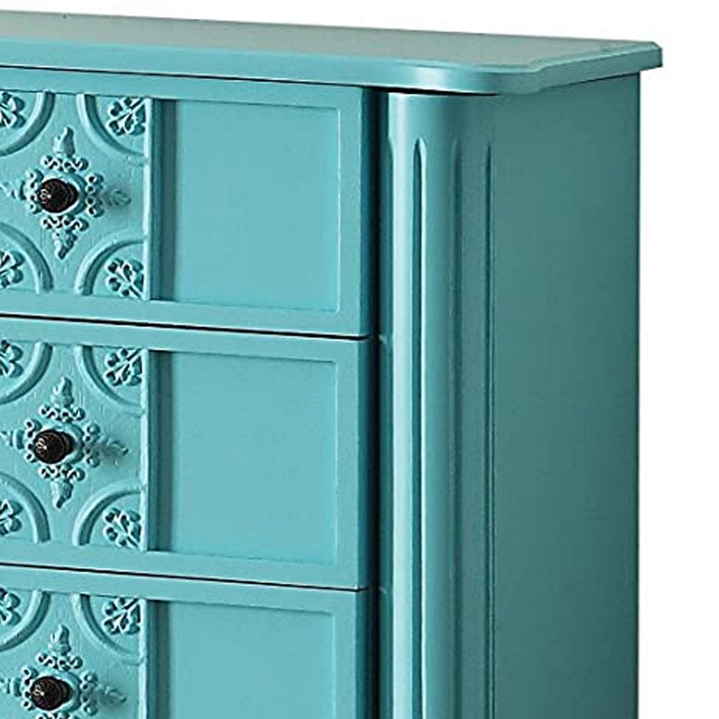 Wood Jewelry Armoire With 5 Drawers in Light Blue