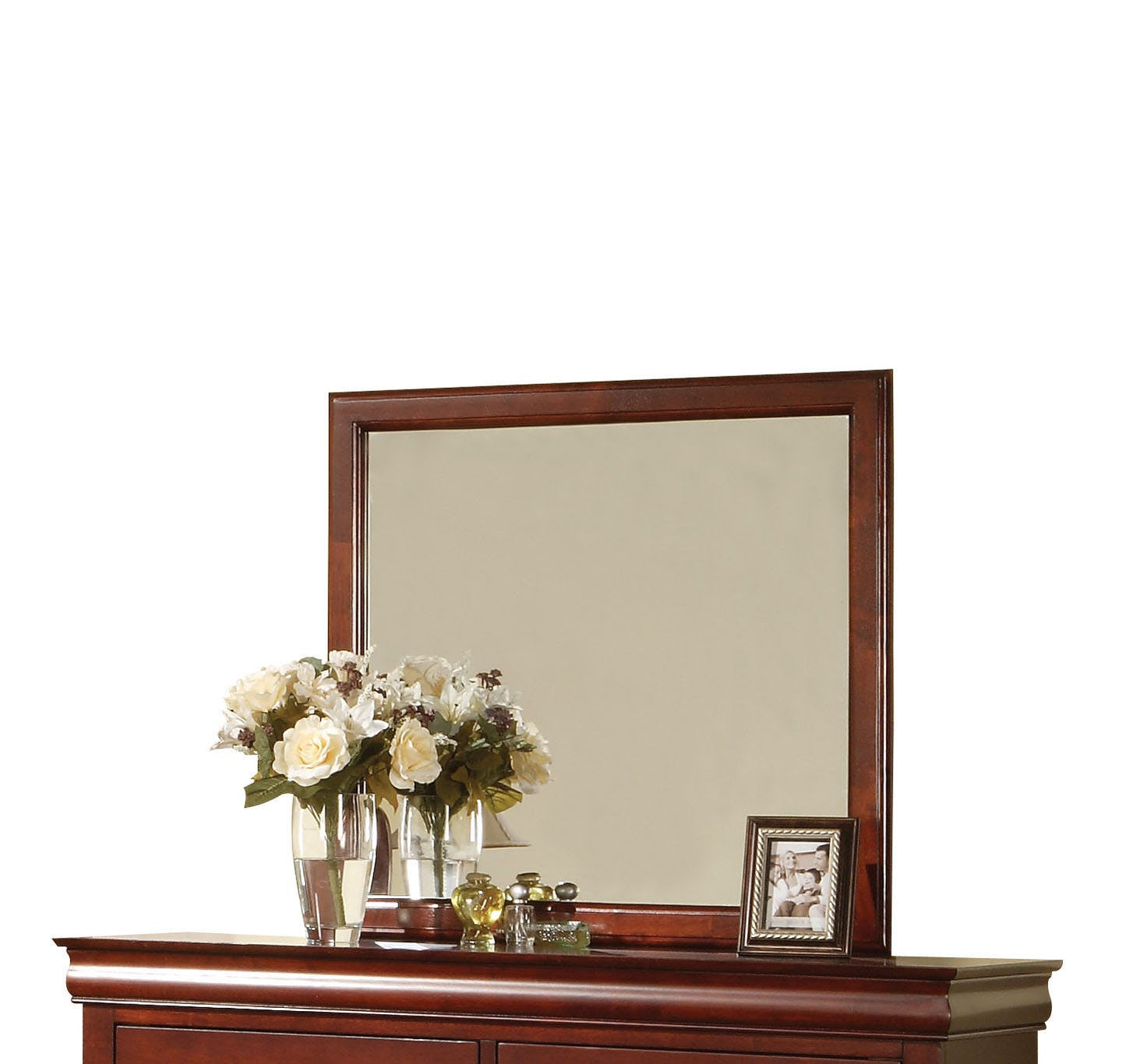 Wooden Frame Mirror Cherry Brown