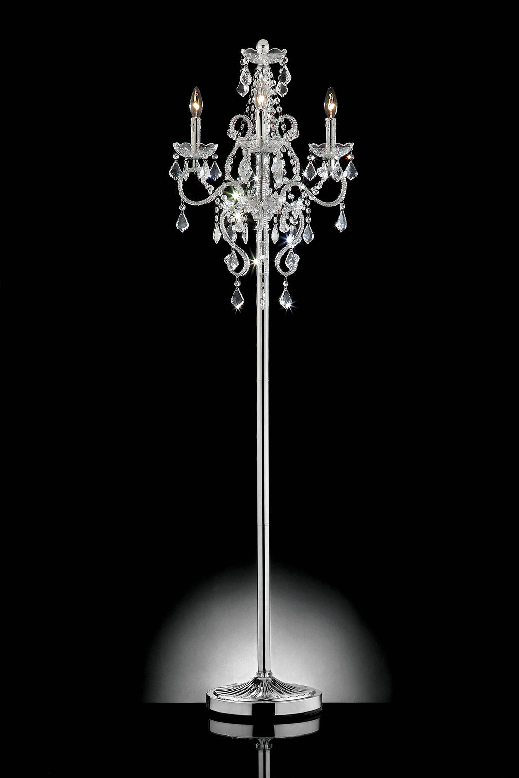 Contemporary Metallic Iron Floor Lamp With Crystal Hangings Silver