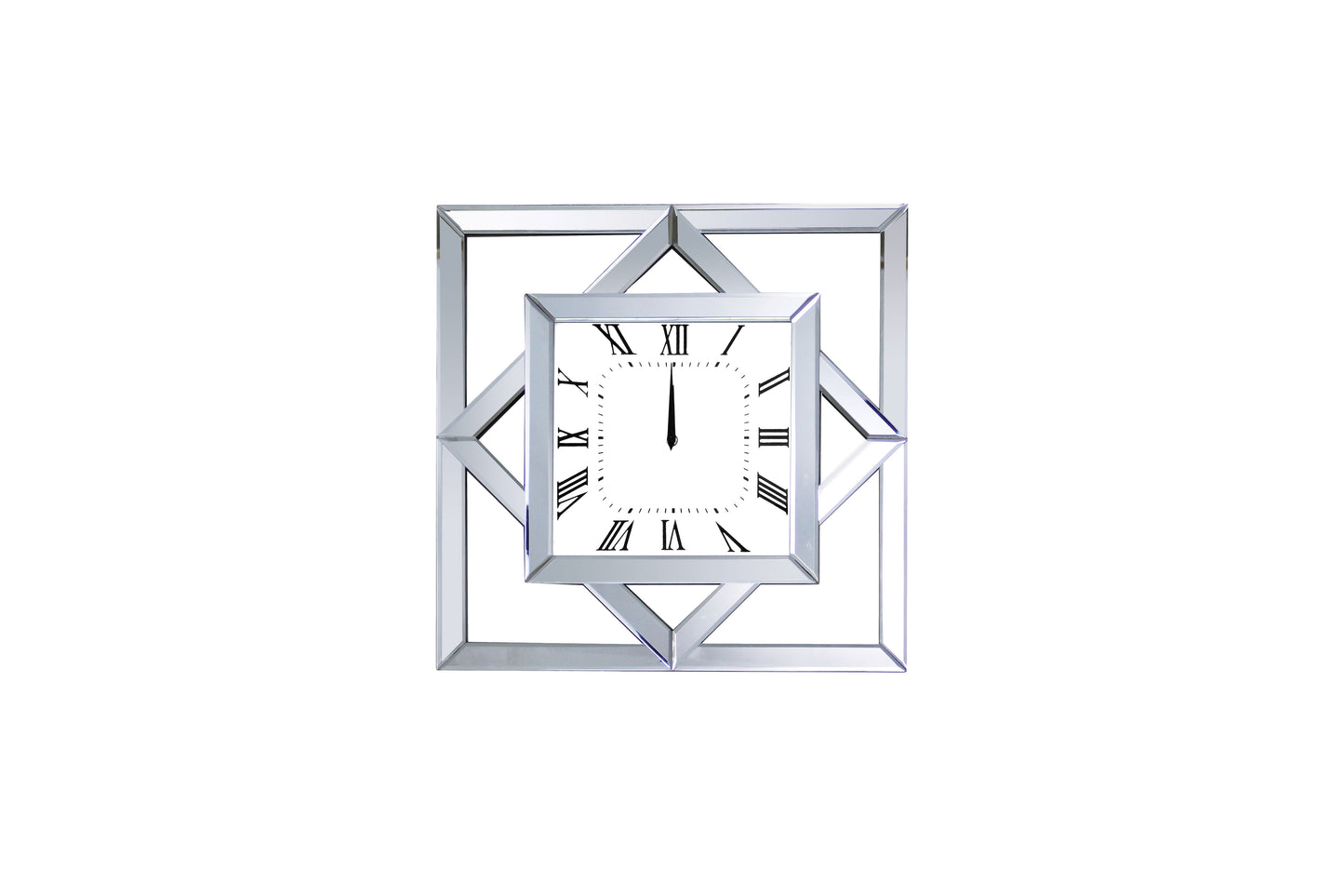 Square Shape Mirror Framed Wooden Analog Wall Clock White