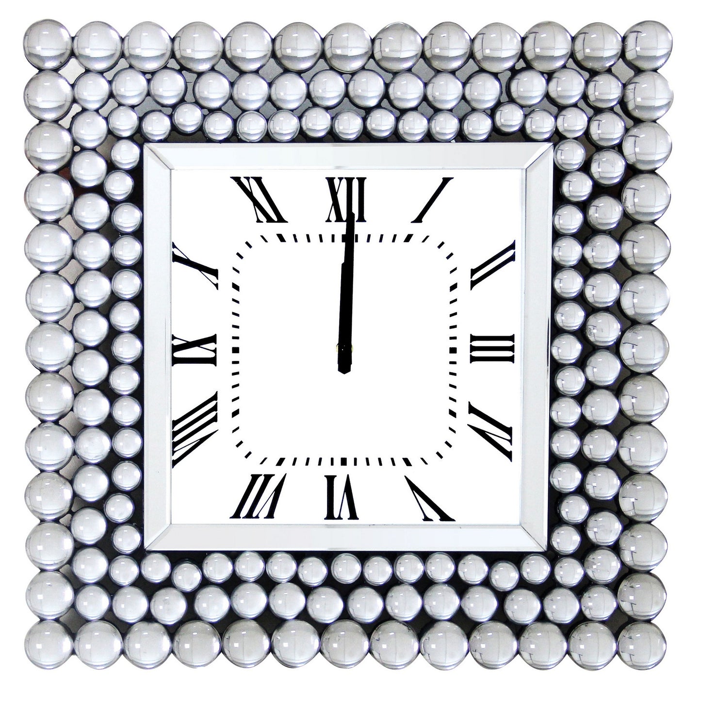 Mirrored Wall Clock In Square Shape White