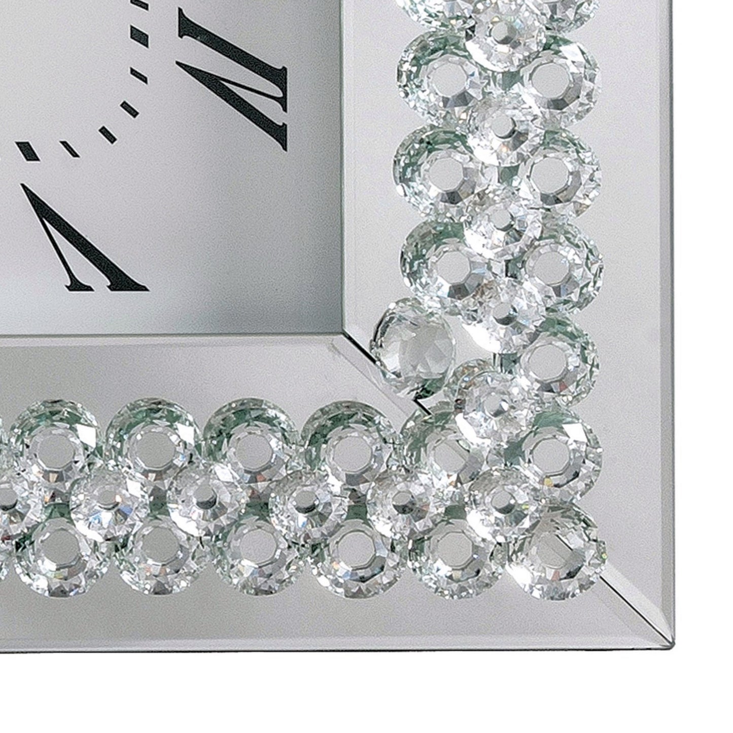 Wood & Mirror Square Analog Wall Clock White