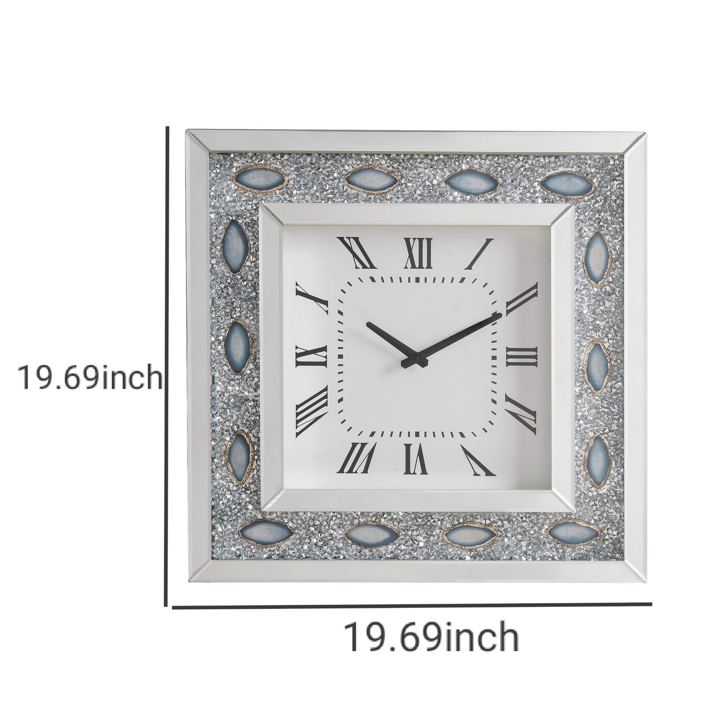 Wood & Mirror Square Analog Wall Clock White
