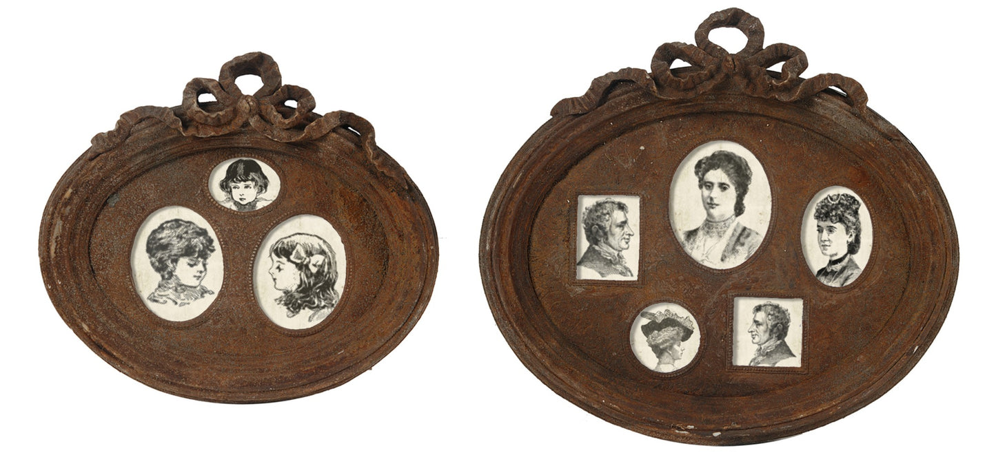 Traditional Style Rustic Photo Frame In Ceramic Set Of Two Brown