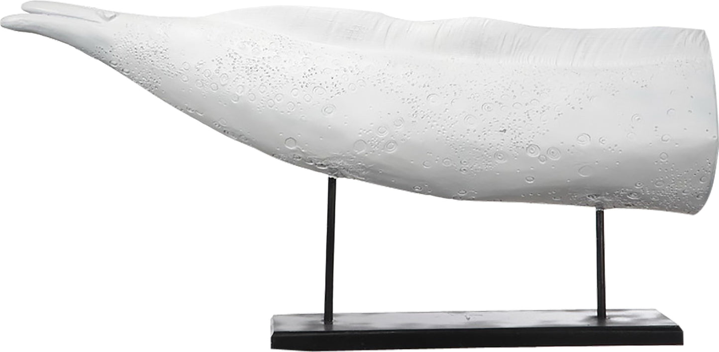 Decorative Polyresin Eel On A Rectangular Stand White And Black