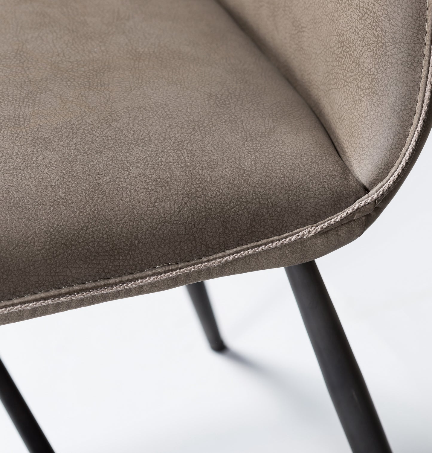 Leather Upholstered Metal Chair With Decorative Top Stitching Latte Brown And Black Set Of 2
