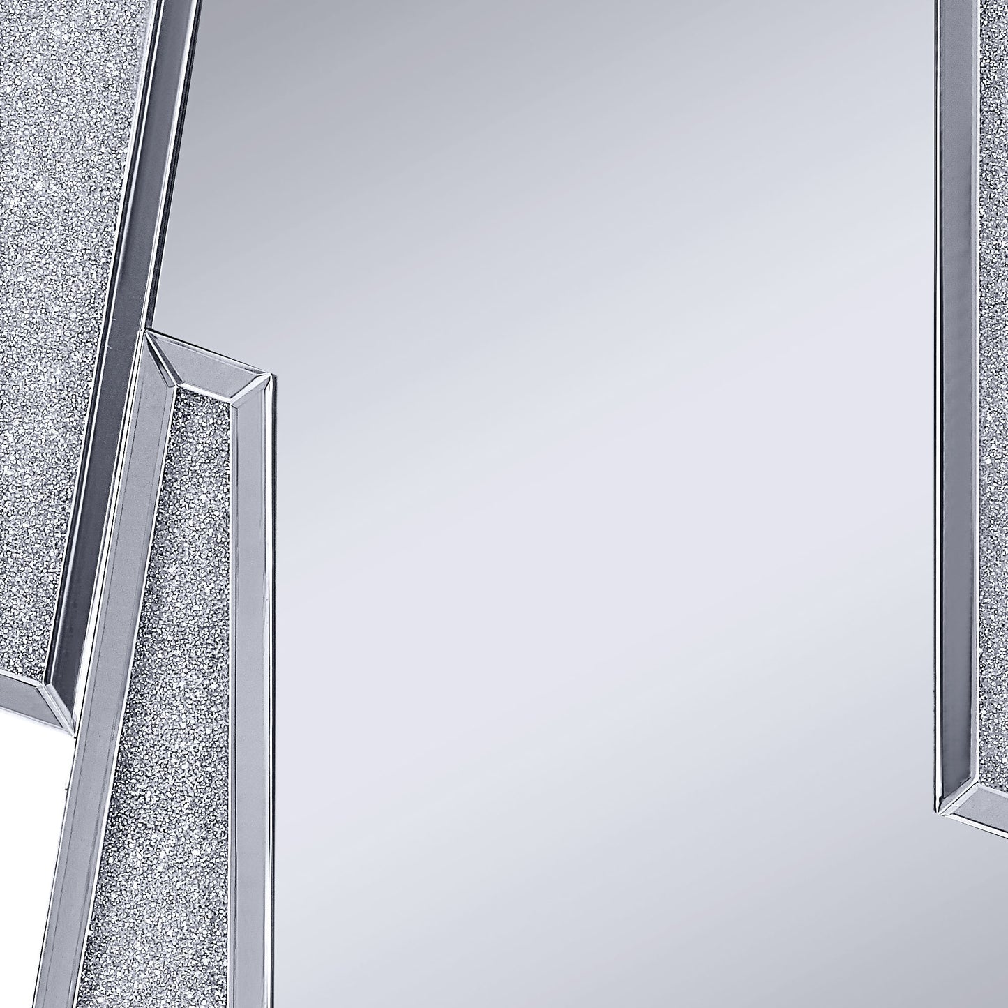 Mirrored Wooden Frame Accent Wall Decor With Four L Shaped Borders Clear