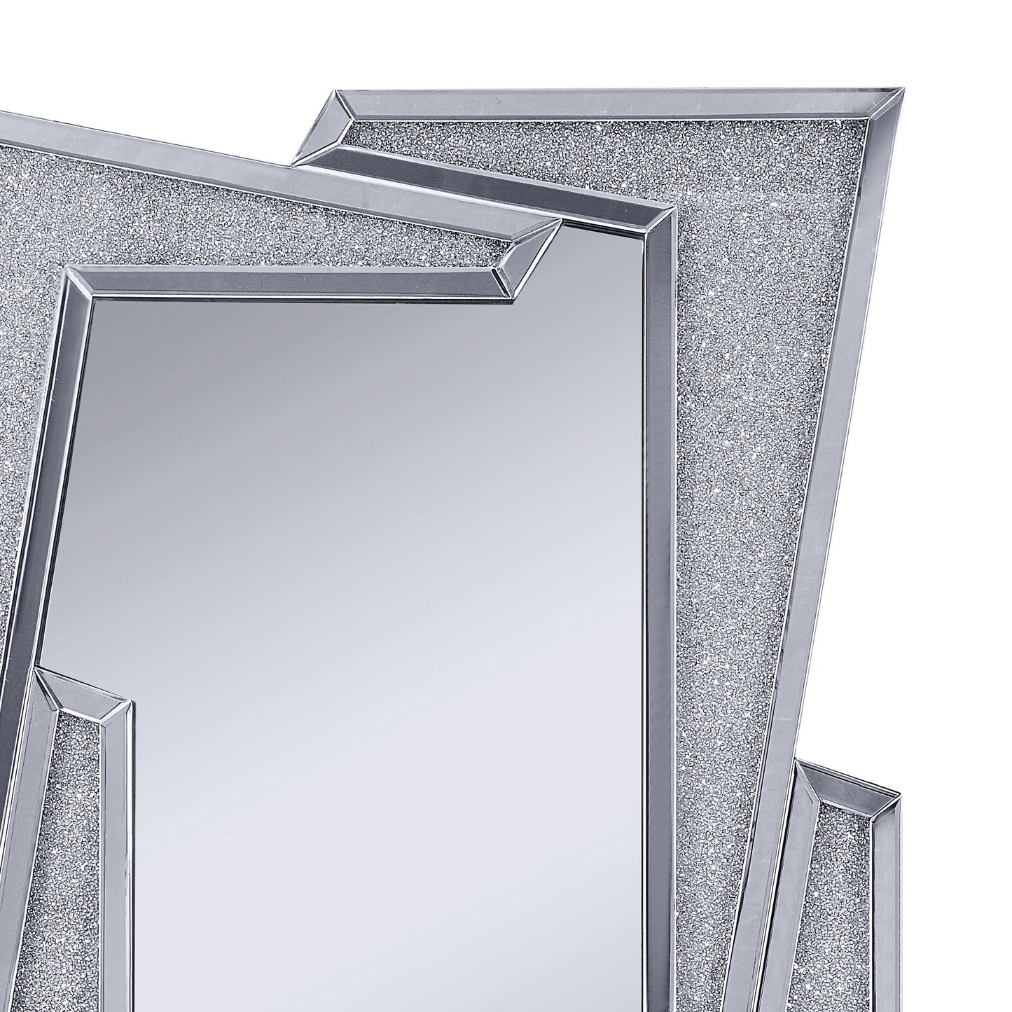 Mirrored Wooden Frame Accent Wall Decor With Four L Shaped Borders Clear