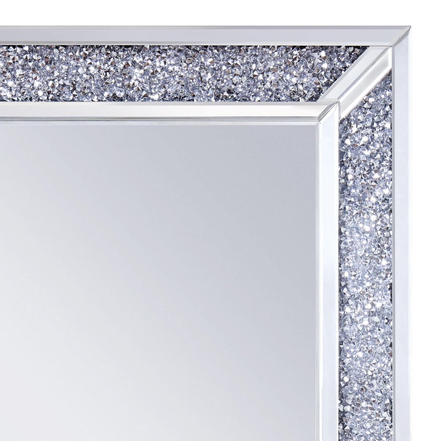 Rectangular Faux Crystal Inlaid Mirrored Wall Decor With Wooden Backing Clear
