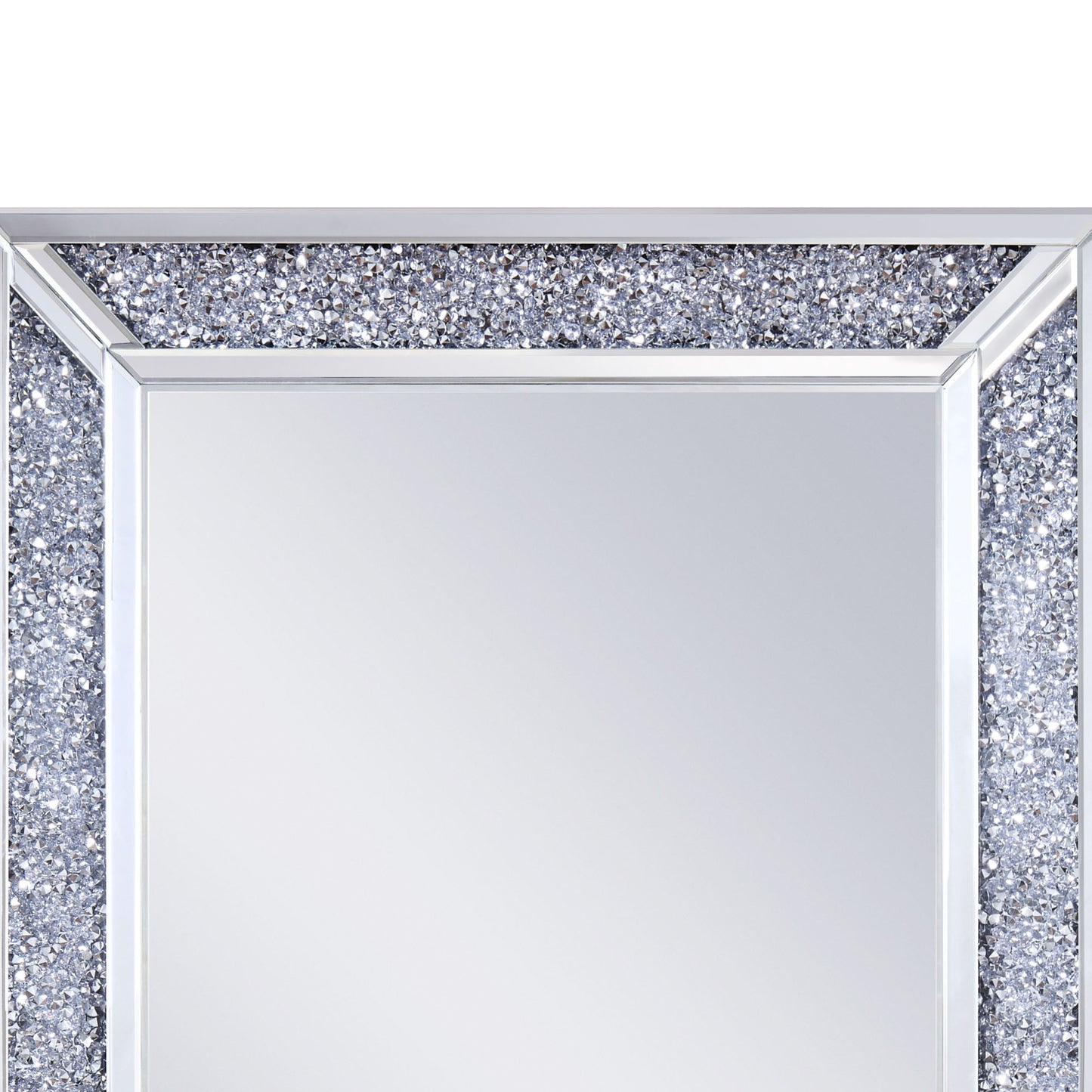 Rectangular Faux Crystal Inlaid Mirrored Wall Decor With Wooden Backing Clear