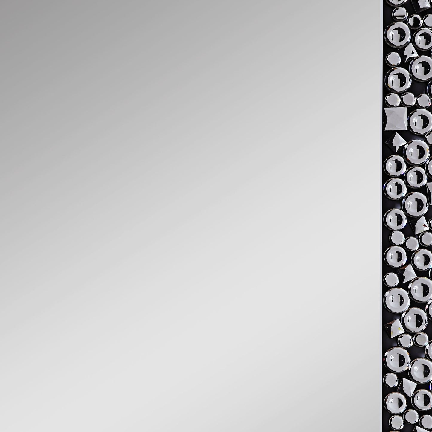 Wooden Backing Wall Decor With Faux Crystals Inlaid Border Black And Clear