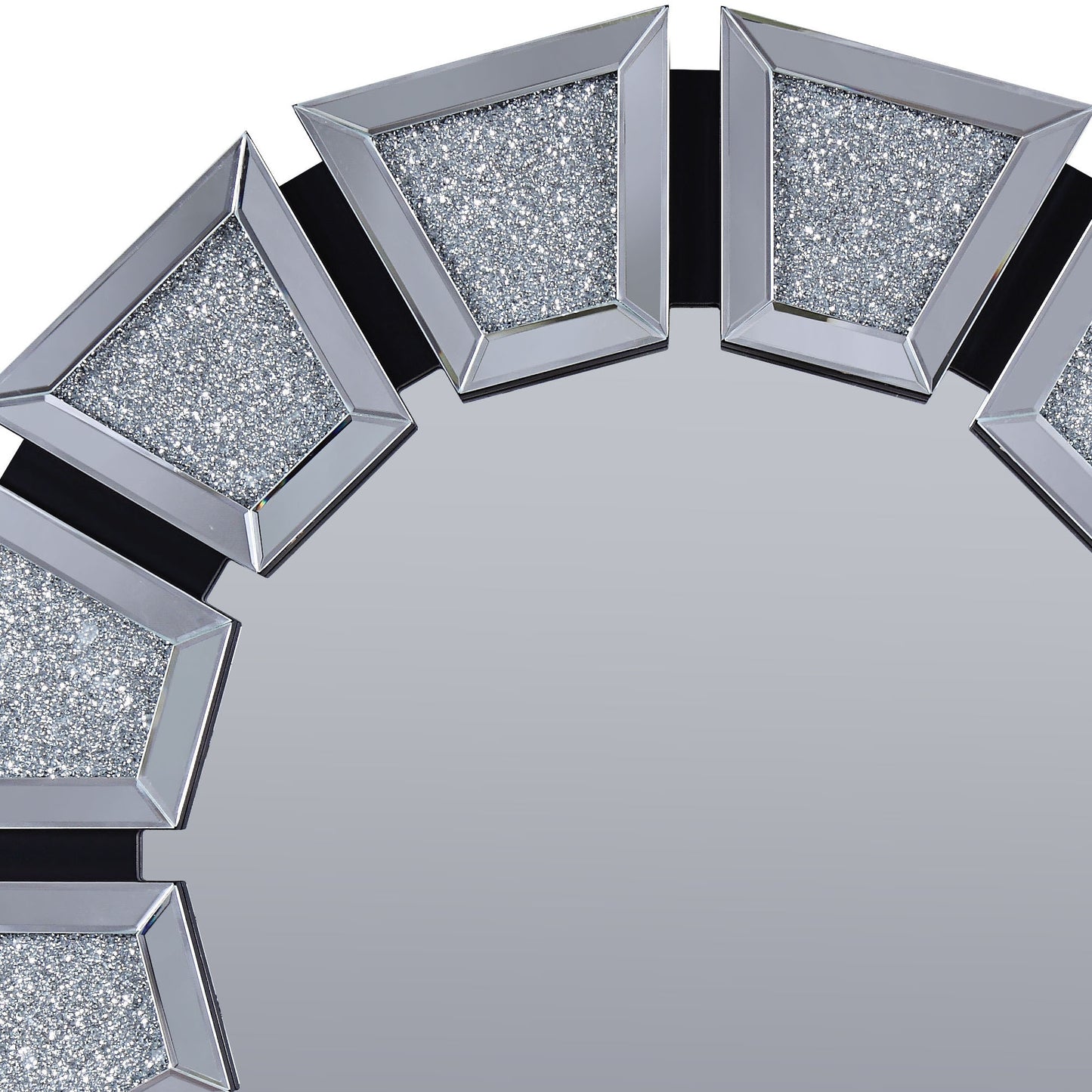 Wooden Backing Wall Decor With Tapered Mirrored Panel Borders Clear And Black