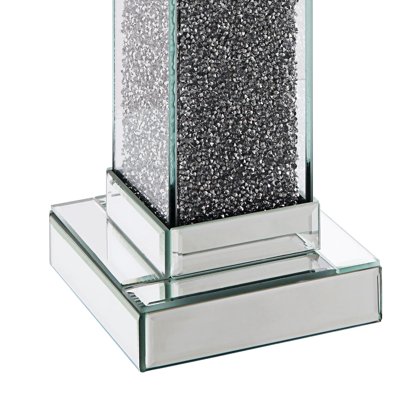 Wood And Glass Candle Holder With Faux Crystal Inlays Clear Large Set Of Two